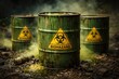 © AbstractAI - Toxic chemical risk indicated by isolated green biohazard barrels