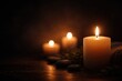 © vxnaghiyev - Faint candle glow creating a peaceful ambiance in dim darkness with copy space