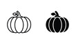 © Nexus - Pumpkin icon in outline and solid black style for autumn and Halloween graphic projects
