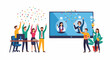 © Jimmy - Business Team Celebrating Success During Virtual Meeting and Online Corporate Event Vector Illustration