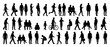 © Stocklume - People silhouettes walking standing and sitting in various poses | diverse crowd collection for architectural visualization | flat vector icon set