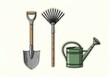 © Monisha - Three classic gardening tools set illustration