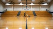 © Sugar Love Love - Janitor buffing basketball court floor in empty gym