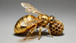 © Christopher Krohn - Goldene Skulptur einer Biene auf Wabe