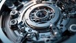 © vectorwin - Intricate mechanical assembly of interlocking gears and chrome components showcasing precision engineering, modern industrial design, and advanced manufacturing innovation