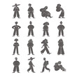 © Slynsmaker - Set of Minimalist Character Silhouettes in Various Poses and Casual Outfits