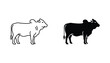 © Echo - Brahmin cow bull icon set in outline and solid black style for farm and livestock branding design