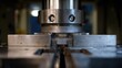 © vectorwin - Powerful industrial mechanical press machine forming an aluminum object in a manufacturing environment, highlighting precision engineering and automation in fabrication
