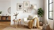 © Shiv - Cozy living room interior with armchair side table artwork interior design home decor coffee table wall art