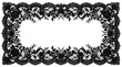 © Hidayat - Elegant intricate black lace rectangular floral frame with rose patterns on a clean white background.