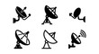 © MIRA - Satellite dish icon set, parabolic antenna vector collection, telecommunication symbols
