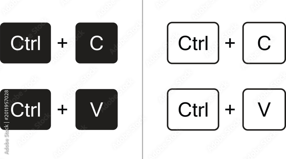 Ctrl + c and ctrl + v keyboard keys vector illustration for copy paste ...