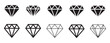 © Alamin by vision 2 - Diamond icons collection, minimal flat and line art gemstone shapes isolated vector elements for branding and infographic projects design assets