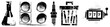 © Rysak - Gritty stamped symbols beaker, spark plug, trash can, slot machine aka “lab flask,” “sparky,” “junk bin,” “lucky sevens.” Ideal for edgy branding or streetwear.