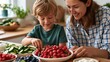 © AZ Studio - Mother and son preparing a healthy afternoon snack together with fresh fruits