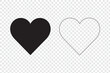 © Maria - Set of black and outline heart icons simple vector symbols for love and romance concepts isolated on transparent background