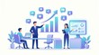 © RIYANTO - Digital Marketing Strategy Illustration with Growth Chart and Online Campaign Concept
