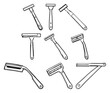 © MdRonok - Razor set with sleek black line illustration on white background featuring shaving, grooming, blade with precision and acrylic