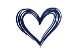 Hand-drawn blue heart shape isolated on transparent background