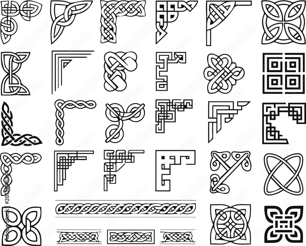 Celtic corner knot ornaments for page borders Stock Vector | Adobe Stock