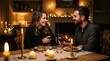 © Dara - A couple enjoying a romantic dinner at home, with candles and wine.