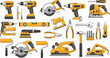 © Fahim - Professional Power Tool Vector Collection Featuring Cordless Drills Circular Saws Jigsaw Electric Stapler and Hand Tools for Construction Home Renovation Workshop and DIY Graphic Design Projects
