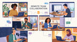 © Simon - Diverse professionals connect and work efficiently from various locations, showcasing modern remote team collaboration and digital communication for business productivity