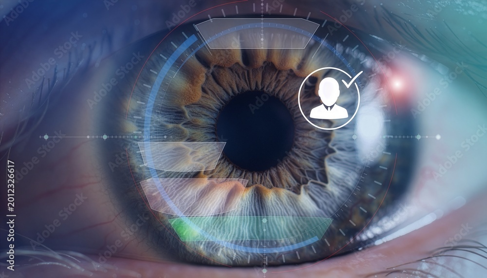 Biometric eye scan concept with an Iris, illustrating the advanced ...