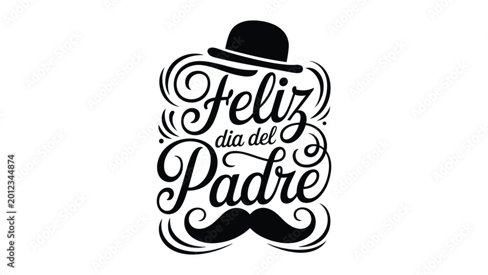 Feliz Dia Del Padre Decorative Spanish Fathers Day Typography ...