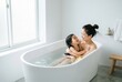 © fannrei - Japanese Parent and Child Enjoying Bath Time Together, Warm Family Bonding and Daily Life Concept