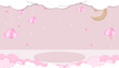 © Anchalee - Cute baby shower background with moon, stars and clouds in pastel night sky.Cartoon 3d podium stage for product display,Vector illustration for baby party decoration,Nursery design,Sweet celebration