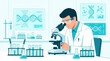 © M Susanto - Scientist examining DNA with microscope in laboratory, illustrating scientific research and genetic discovery