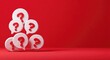 © adri - Cluster of speech bubbles with bright red question marks on a vibrant red background