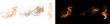 © Ontime Rahela - Abstract orange smoke waves isolated on black and transparent backgrounds.