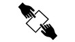 © abdullah - Professional Team Collaboration Vector Icon Illustration Featuring Two Hands Interacting with a Document or Tablet, Symbolizing Partnership, Shared Goals, Business Cooperation, and Synergy.