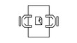 © Aiman - Professional sales meeting vector icon illustration showing two people sitting across a table with a document. Clean minimalist line art for business negotiation and collaboration concepts.