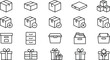 © Vector Saga - Minimal packaging and storage line icon set with boxes containers gifts and organization symbols for logistics use
