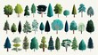 © Adri - Collection of diverse, stylized evergreen and deciduous trees