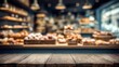 © Наталья Добровольска - Blurred bakery kitchen with fresh baking process and warm light atmosphere.