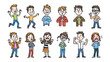 © Abu - Expressions of Life: A diverse collection of illustrated individuals, each expressing a unique emotion, capturing the essence of the human experience.