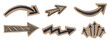© Corri Seizinger - scrapbook scrapbooking collage set collection doodle - hand drawn doodle arrows icons, sketch and scribble arrow set, cut out elements on craft paper, isolated on transparent or white background png