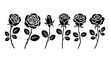 © A S M Creative - An illustration of five black roses and leaves on white background
