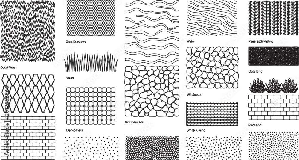 Architectural paving patterns and ground texture set featuring stone ...