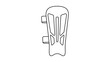 © Azan - Professional football shin guard vector icon with editable stroke, showcasing a clean minimalist hand-drawn illustration of protective leg gear for sports enthusiasts and athletic training.