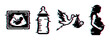 © David - Ultrasound baby bottle stork pregnant woman icons with glitch effect, vector illustration for pregnancy and maternity