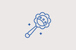 © HenryFord - Baby rattle line icon for sensory development and infant entertainment. Classic vector illustration for toy store advertisements and newborn play guides.