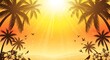© ANJUMAAKTHER - Pixel art tropical sunset with palm trees and birds