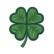© logonv - Four leaf clover embroidery patch isolated on white background. Shamrock symbol of good luck and fortune. Decorative applique for st. Patrick day. Botanical nature element design.