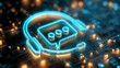 © osagvsa - Futuristic Neon Headset and Chat Icon on Circuit Board