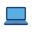 © Studicon - Illustration of a blue laptop with dark blue borders on a white background